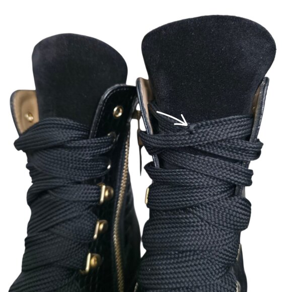 The Office of Angela Scott Mr. Bernard Black Croc Lace Up Combat Boot Size 39 - Picture 12 of 15